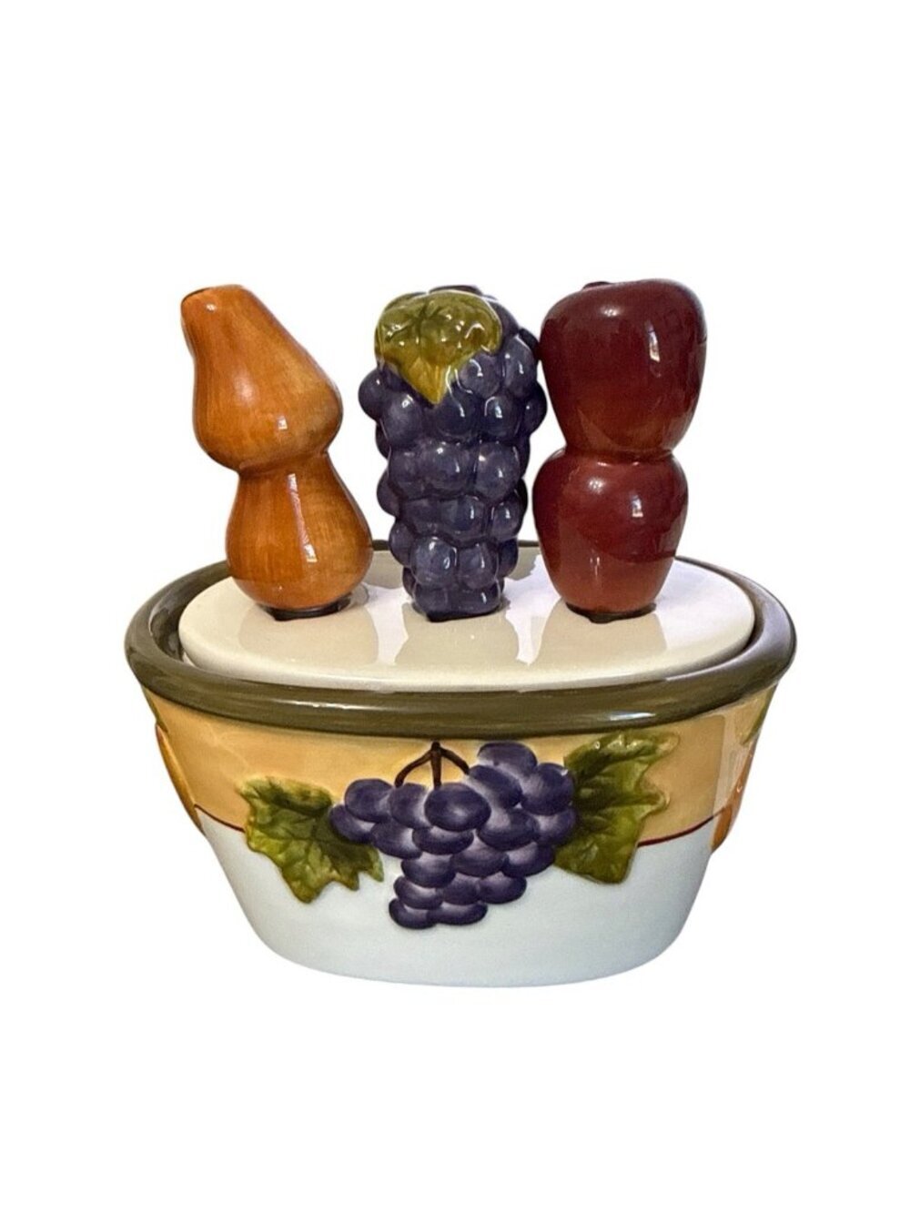 Sonoma Villa Home Interiors Spreader Knife Set Ceramic Tuscan Grape Apple Pear